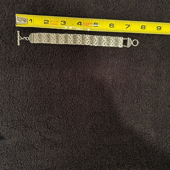 Lois Hill Vintage Granulation Filigree Toggle Sterling Silver Bangle Bracelet - Picture 1 of 5